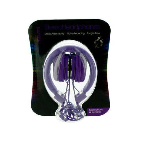 Purple Foldable Headphones with Microphone & Remote ( Case of 1 )