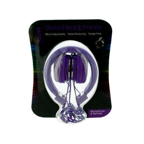 Purple Foldable Headphones with Microphone & Remote ( Case of 2 )