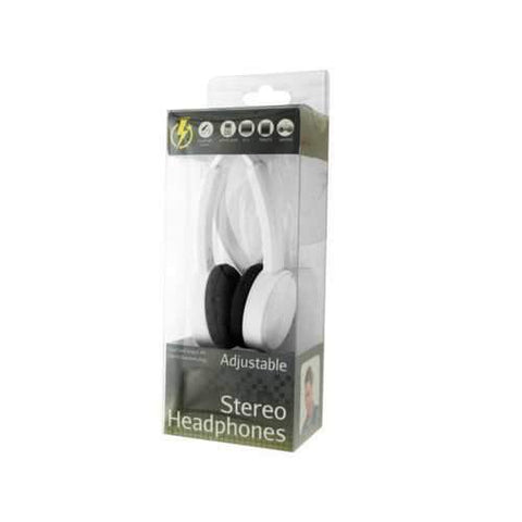 White Adjustable Stereo Headphones ( Case of 12 )