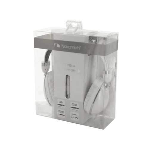 Nakamichi Foldable White Studio Headphones with Mic ( Case of 2 )