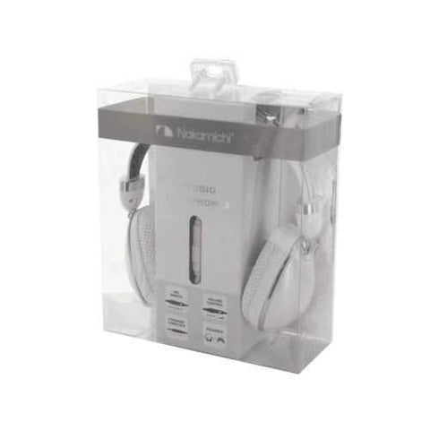 Nakamichi Foldable White Studio Headphones with Mic ( Case of 4 )