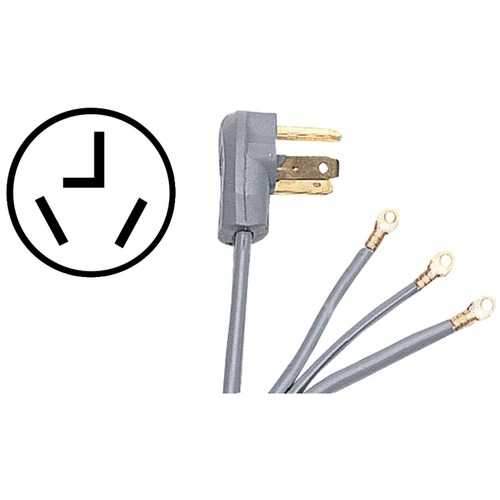 Certified Appliance Accessories(R) 90-1020 3-Wire Closed-Eyelet 30-Amp Dryer Cord, 4ft