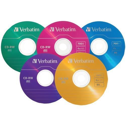 Verbatim 80-minute And 700mb 4x Cd-rws&#44; Multicolored 20 Pk With Slim Cases (pack of 1 Ea)