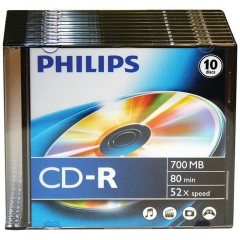 Philips 700mb 80-minute 52x Cd-rs With Slim Jewel Cases&#44; 10 Pk (pack of 1 Ea)