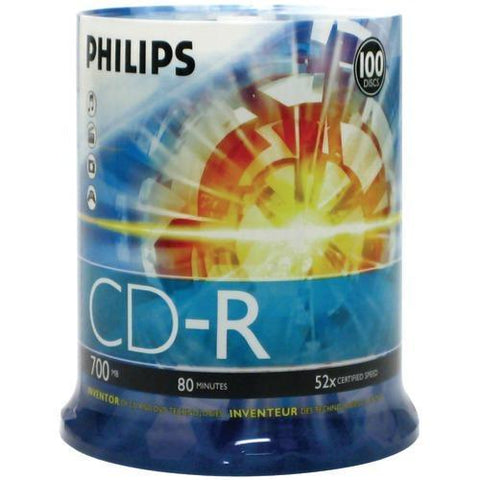 Philips 700mb 80-minute 52x Cd-rs (100-ct Cake Box Spindle) (pack of 1 Ea)