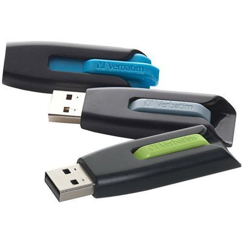 Verbatim Store &amp;#039;n&amp;#039; Go V3 Usb 3.0 Flash Drive (16gb; 3 Pk; Blue And Gray And Green) (pack of 1 Ea)