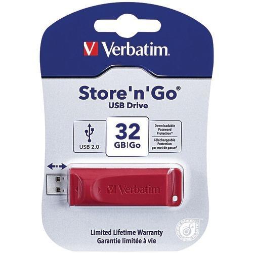 Verbatim Store &amp;#039;n&amp;#039; Go Usb Flash Drive&#44; Red (32gb) (pack of 1 Ea)