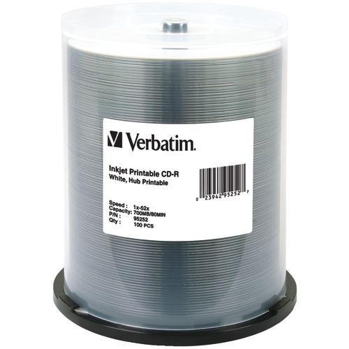 Verbatim Hub-printable 700mb 80-minute 52x Cd-rs&#44; 100-ct Spindle (pack of 1 Ea)