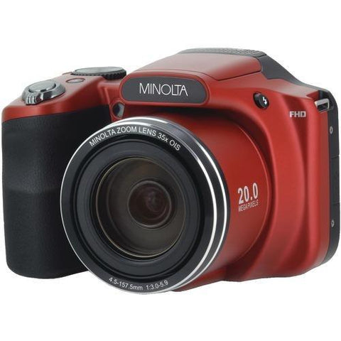 Minolta 20.0-megapixel 1080p Full Hd Wi-fi Mn35z Bridge Camera With 35x Zoom (red) (pack of 1 Ea)