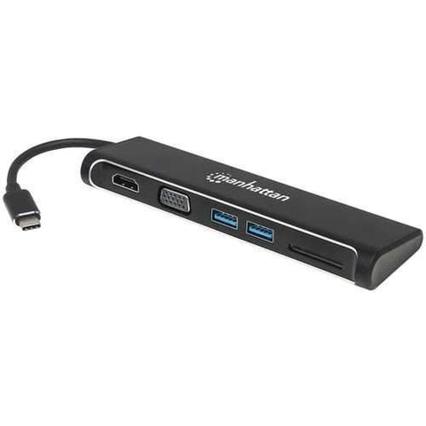 Manhattan Superspeed Usb-c To Hdmi And Vga 4-in-1 Docking Converter (pack of 1 Ea)