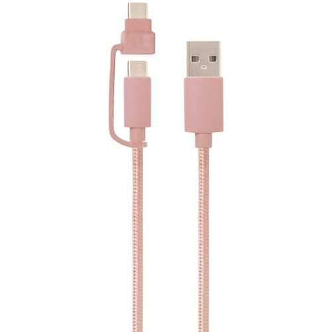 Helix Usb-a To Usb-c Cable With Micro Usb Adapter&#44; 10ft (rose Gold) (pack of 1 Ea)