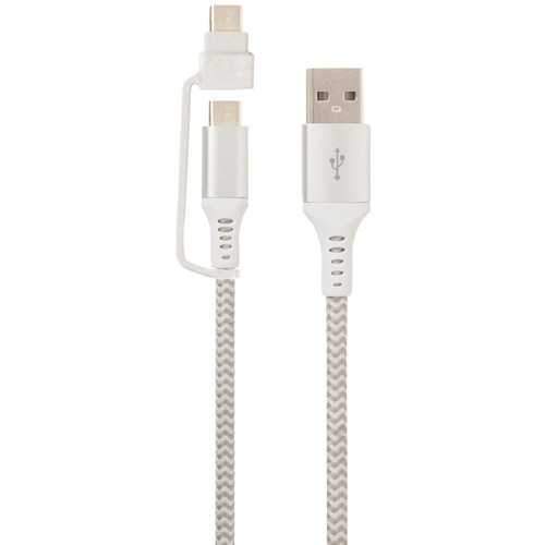 Helix Usb-a To Usb-c Cable With Micro Usb Adapter&#44; 10ft (white) (pack of 1 Ea)