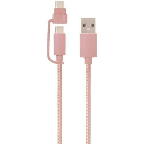 Helix Usb-a To Usb-c Cable With Micro Usb Adapter&#44; 5ft (rose Gold) (pack of 1 Ea)