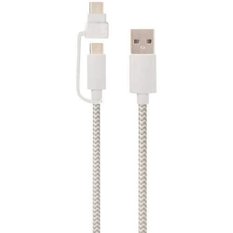 Helix Usb-a To Usb-c Cable With Micro Usb Adapter&#44; 5ft (white) (pack of 1 Ea)