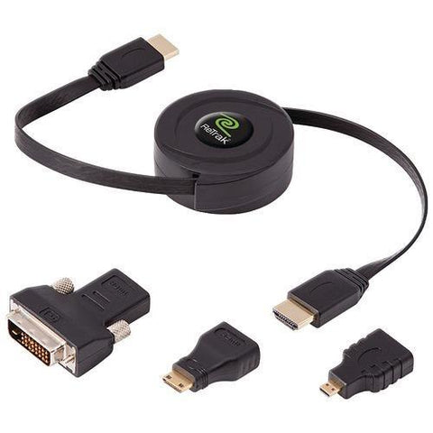 Retrak_emerge Retractable Standard Hdmi Cable With Mini&#44; Micro &amp;amp; Dvi Adapters&#44; 5ft (pack of 1 Ea)