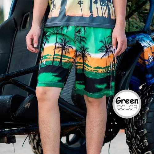 Hawaiian Beach Casual Knee Length Coconut Tree Printing Board Shorts for Men