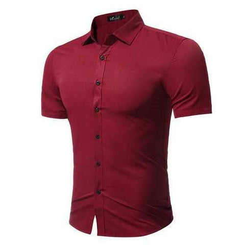 Plus Size Simple Short Sleeve Dress Shirts for Men