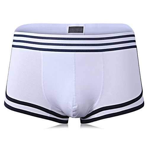 Cotton Breathable Low Waist Underwear Striped Waistband U Convex Boxer Briefs for Men