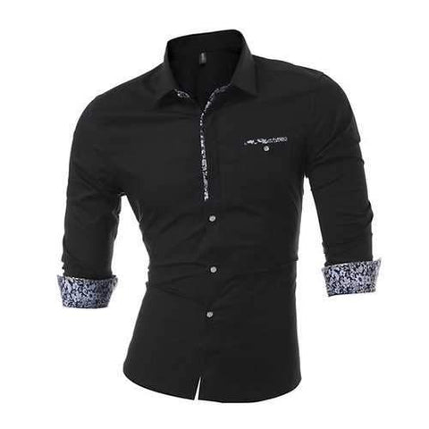 Plus Size Casual Fashion Solid Color Chest Pocket Slim Long Sleeve Designer Shirts for Men