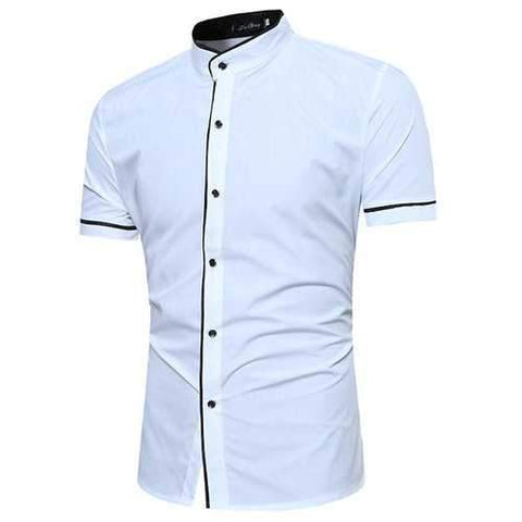 Casual Business Solid Color Stand Collar Short Sleeve Designer Shirts for Men