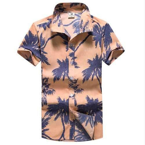 Casual Summer Hawaiian Style Printing Breathable Dress Shirts for Men