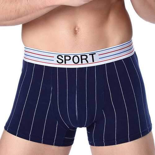 Sports Casual Cotton Stripes Printing Boxer Briefs for Men