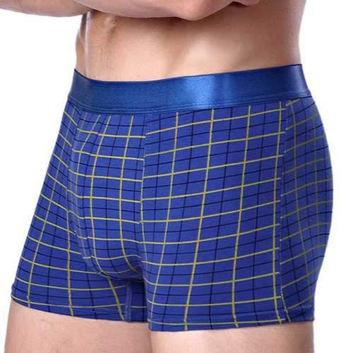 Plaids Printing Cotton Breathable Soft Sexy Boxers for Men