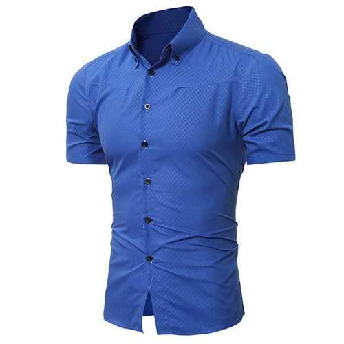 Plus Size Business Fashion Plaids Printing Short Sleeve Designer Shirts for Men