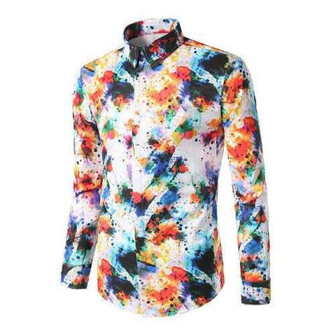 Personality Button Up Ink Splash Designer Shirts