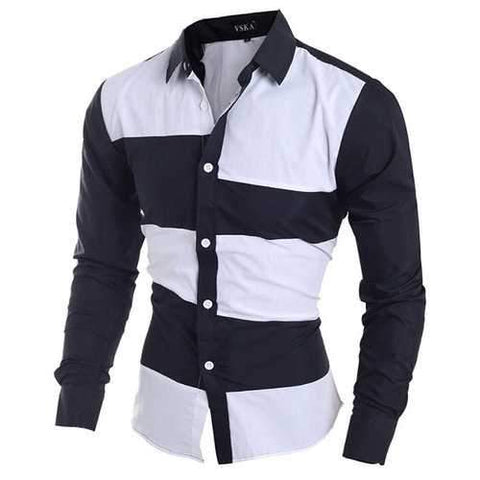 Casual Business Fashion Irregular Stitching Slim Designer Shirts for Men