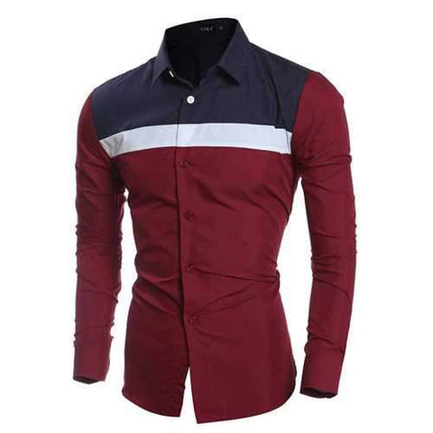 Stitching Casual Fashion Slim Washed Designer Shirts for Men