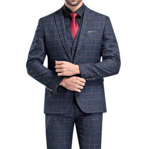 Plaids Gentleman Wedding Formal Three Pieces British Style Slim Blazers for Men