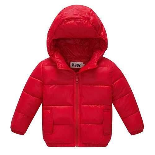 Solid Hooded Down Coat For Baby