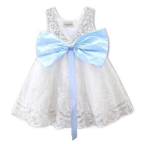 White Girl Bowknot Lace Christmas Dress