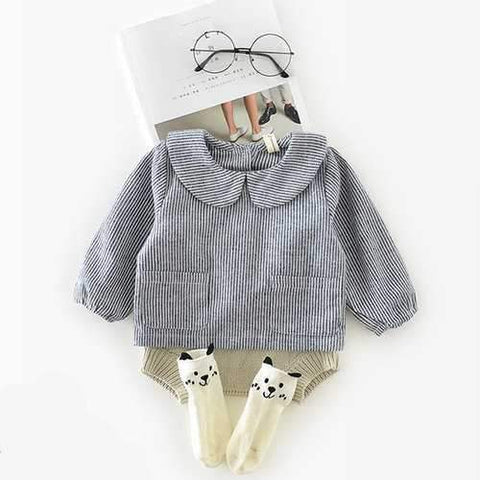 Cute Baby Girl Printed Lapel Blouse