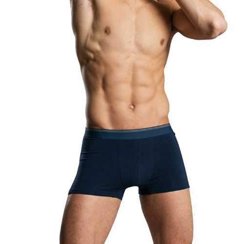 Mens Casual Solid Color Cotton Breathable Boxers