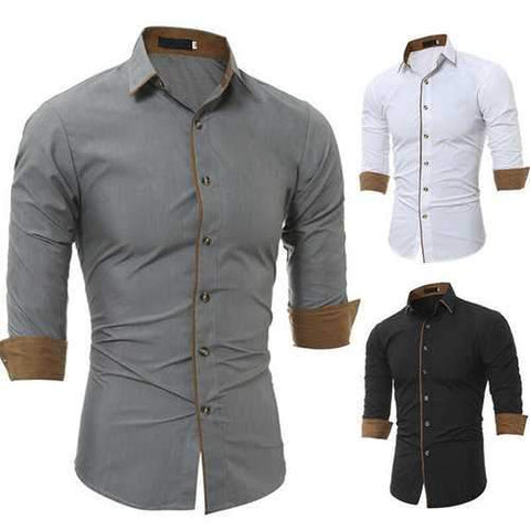 Mens Solid Color Slim Designer Shirts