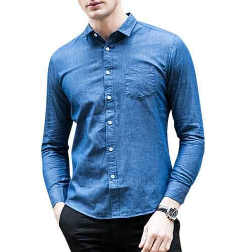 yanyuanlong Chest Pocket Slim Fit Shirt