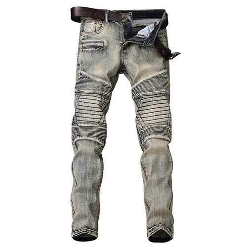 Vintage Biker Slim Ripped Jeans