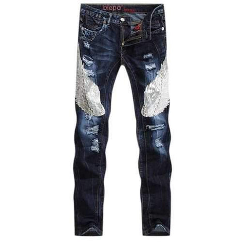 Eagle Patchwork Cotton Holes Jean