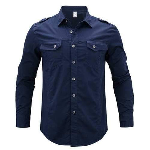 Military Epaulet Design Cotton Shirt