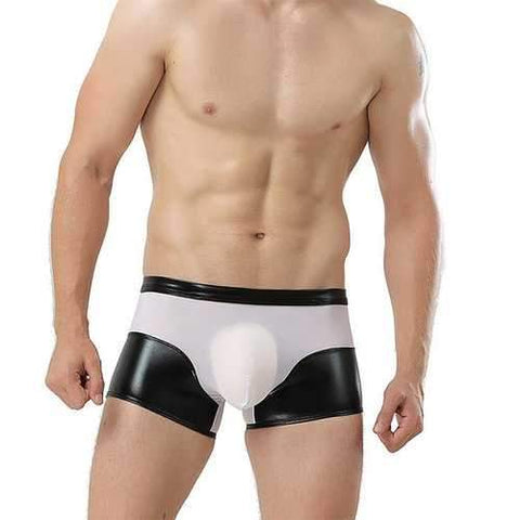 Ice Silk Leather Patchwork Boxers