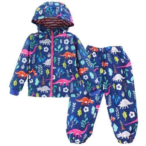 Dinosaur Print Kids Rain Coat+Pants