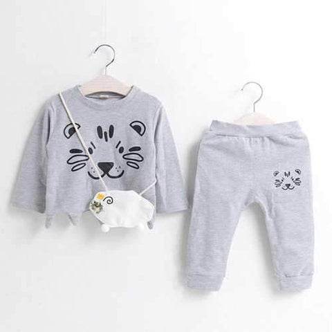 Cute Cat Printed Girls Clothing Set