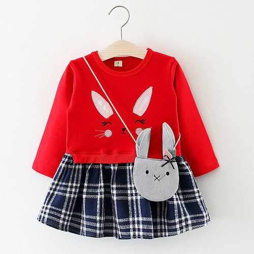 Cute Rabbit Baby Girls Long Sleeve Dress