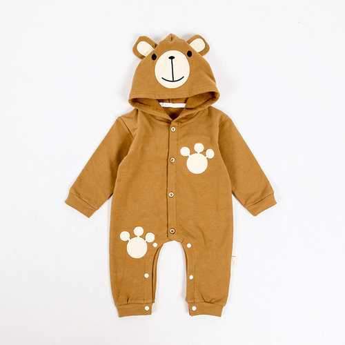 Cute Animal Bear Hooded Baby Romper