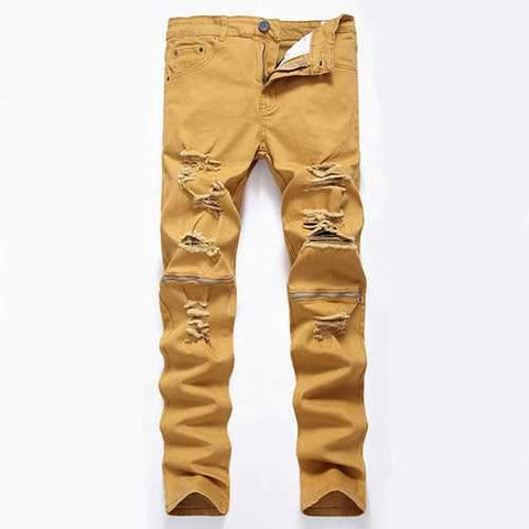 32-42 Knee Zipper Opening Jeans