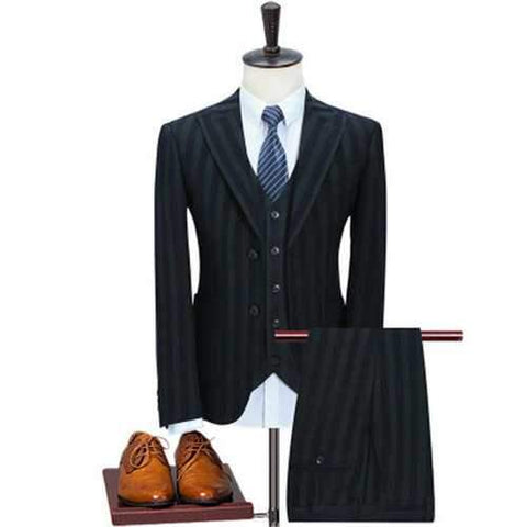 Stripes Slim Three Pieces Suits