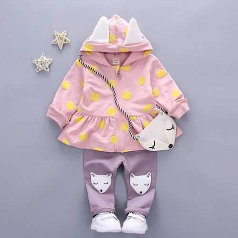 3pcs Fox Style Baby Girls Clothing Set