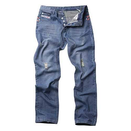 Men Buttons Straight Jeans